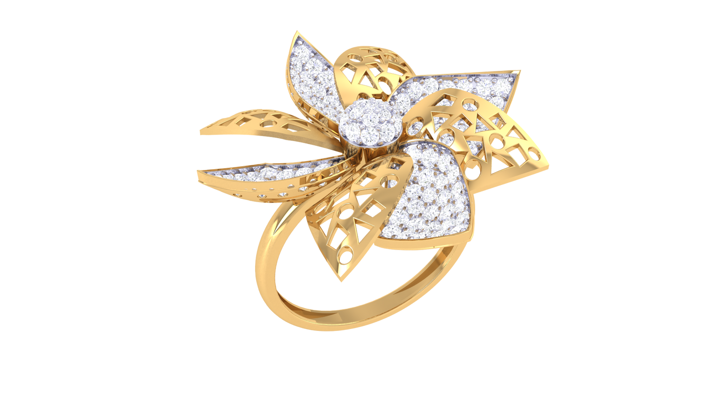 Eclat Floral Filigree Rose Gold Ring – 1.04 Ct Brilliant Diamonds