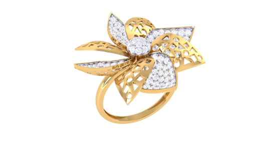 Eclat Floral Filigree Rose Gold Ring – 1.04 Ct Brilliant Diamonds