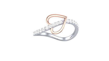 Lumiere Entwined Hearts Ring In Rose and White Gold – 0.23 Ct Round Diamond