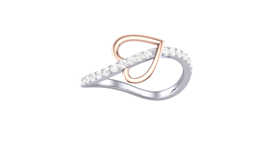 Lumiere Entwined Hearts Ring In Rose and White Gold – 0.23 Ct Round Diamond