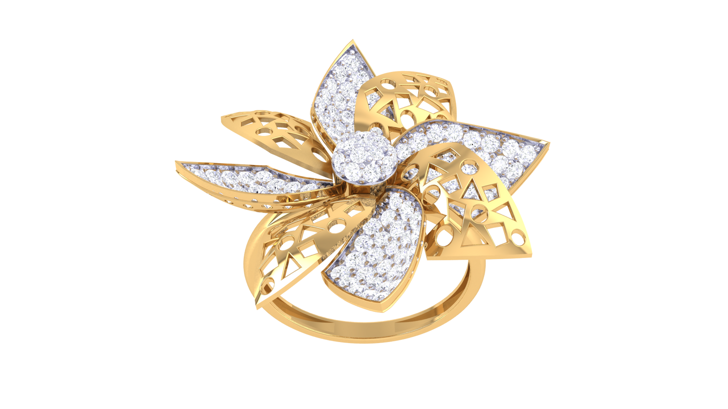 Eclat Floral Filigree Rose Gold Ring – 1.04 Ct Brilliant Diamonds
