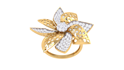 Eclat Floral Filigree Rose Gold Ring – 1.04 Ct Brilliant Diamonds