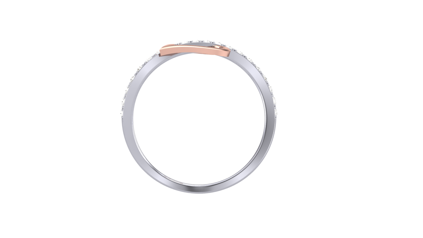 Lumiere Entwined Hearts Ring In Rose and White Gold – 0.23 Ct Round Diamond