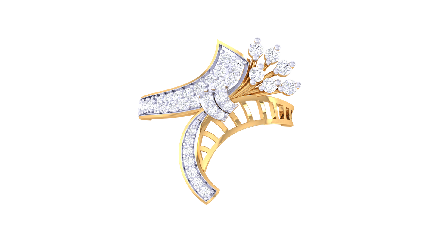 Eclat Floral Cluster Rose Gold Ring With 0.34 Ct Brillant Cut Diamonds – Intertwined Bands and Blooming Brilliance