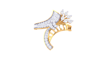 Eclat Floral Cluster Rose Gold Ring With 0.34 Ct Brillant Cut Diamonds – Intertwined Bands and Blooming Brilliance