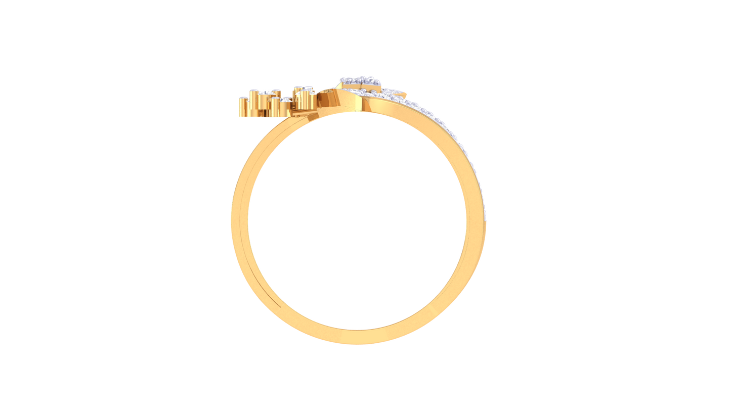 Eclat Floral Cluster Rose Gold Ring With 0.34 Ct Brillant Cut Diamonds – Intertwined Bands and Blooming Brilliance