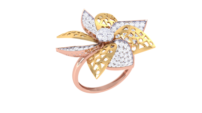 Eclat Floral Filigree Rose Gold Ring – 1.04 Ct Brilliant Diamonds