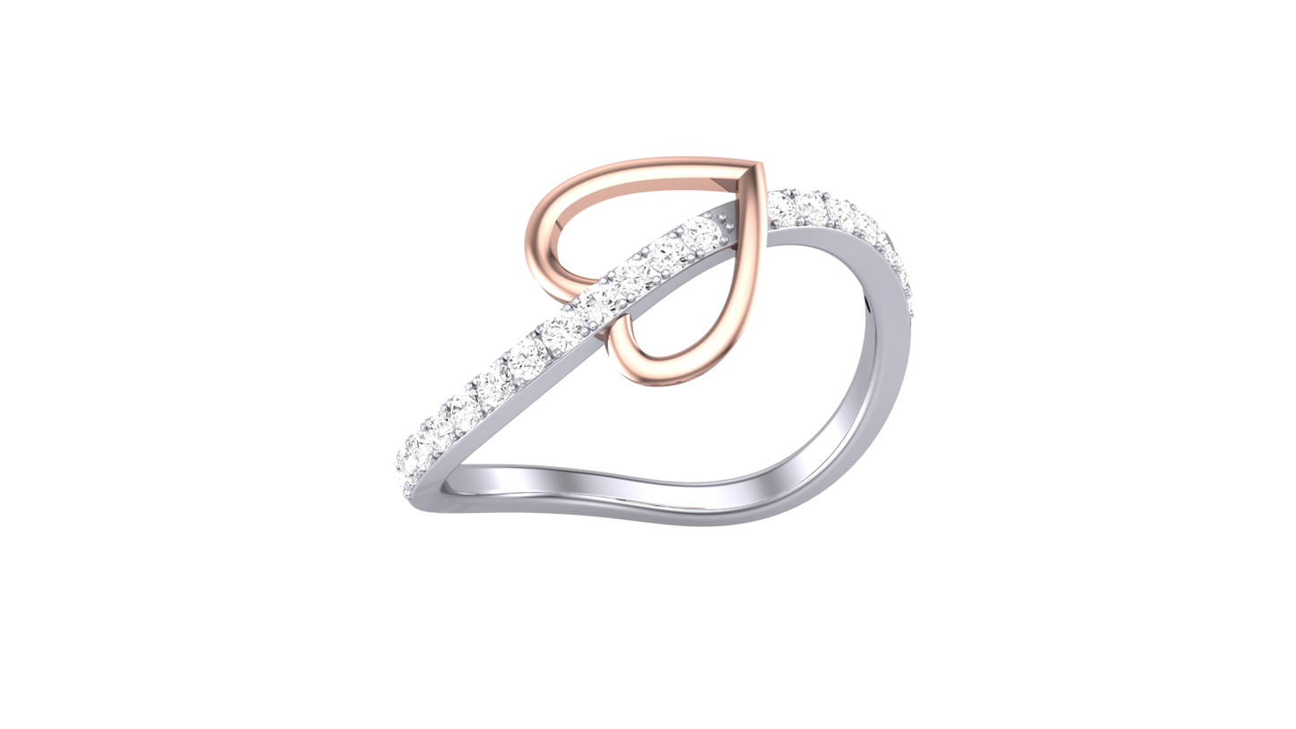 Lumiere Entwined Hearts Ring In Rose and White Gold – 0.23 Ct Round Diamond
