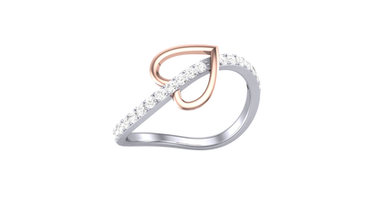 Lumiere Entwined Hearts Ring In Rose and White Gold – 0.23 Ct Round Diamond