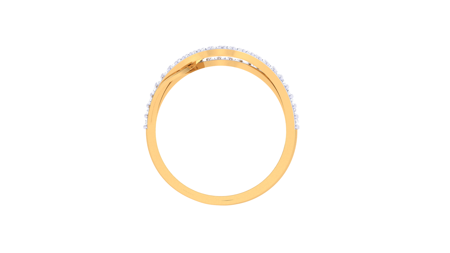 Lumiere Interwoven Band Golden Ring With 0.38 Ct Brillient Cut Diamonds – Asymmetrical Grace and Radiant Flow
