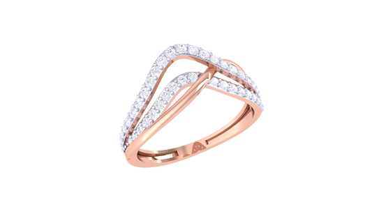 Lumiere Interwoven Band Golden Ring With 0.38 Ct Brillient Cut Diamonds – Asymmetrical Grace and Radiant Flow
