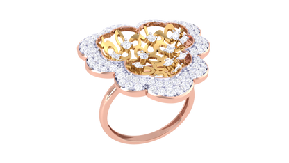 Eclat Ornate Floral Halo Ring in Gold – 0.67 ct Diamond Petal Radiance
