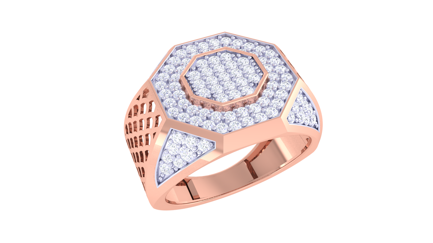 Éclat Octogone Prestige – 0.86 Ct Round Diamond Gold Ring