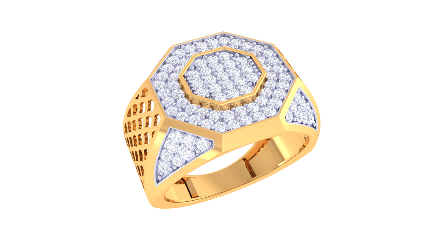 Éclat Octogone Prestige – 0.86 Ct Round Diamond Gold Ring