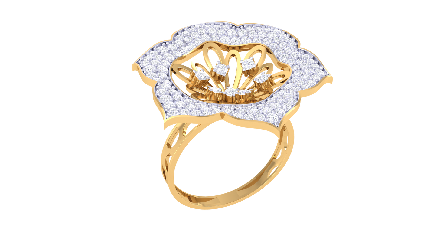 Eclat Blooming Stamen Ring In Rose Gold – 0.79 Ct Dazzling Diamonds