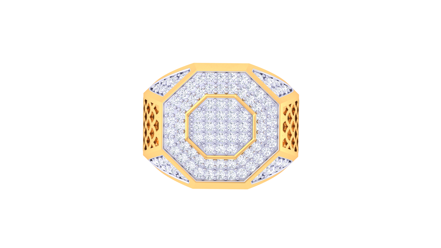 Éclat Octogone Prestige – 0.86 Ct Round Diamond Gold Ring