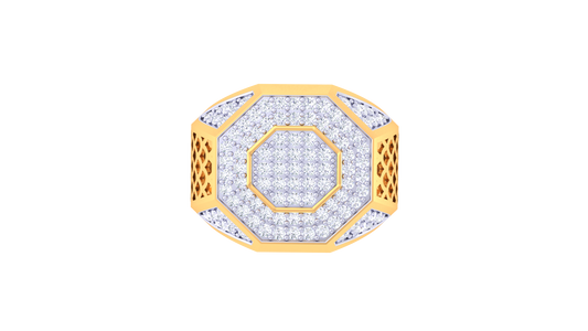 Éclat Octogone Prestige – 0.86 Ct Round Diamond Gold Ring