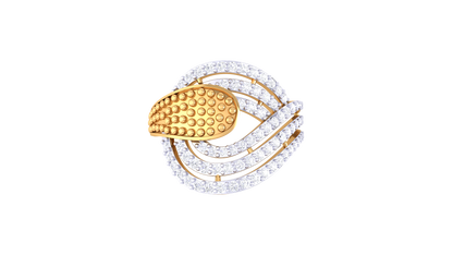 Lumiere Multi-Band Gold Ring With 0.56 Ct Brillient Cut Diamonds – Textured Layers and Sculptural Sparkle