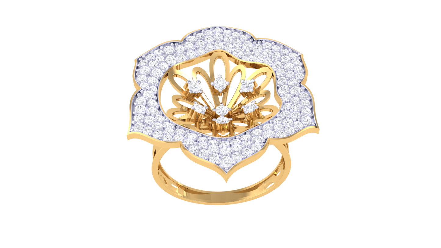Eclat Blooming Stamen Ring In Rose Gold – 0.79 Ct Dazzling Diamonds