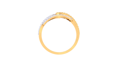 Lumiere Multi-Band Gold Ring With 0.56 Ct Brillient Cut Diamonds – Textured Layers and Sculptural Sparkle