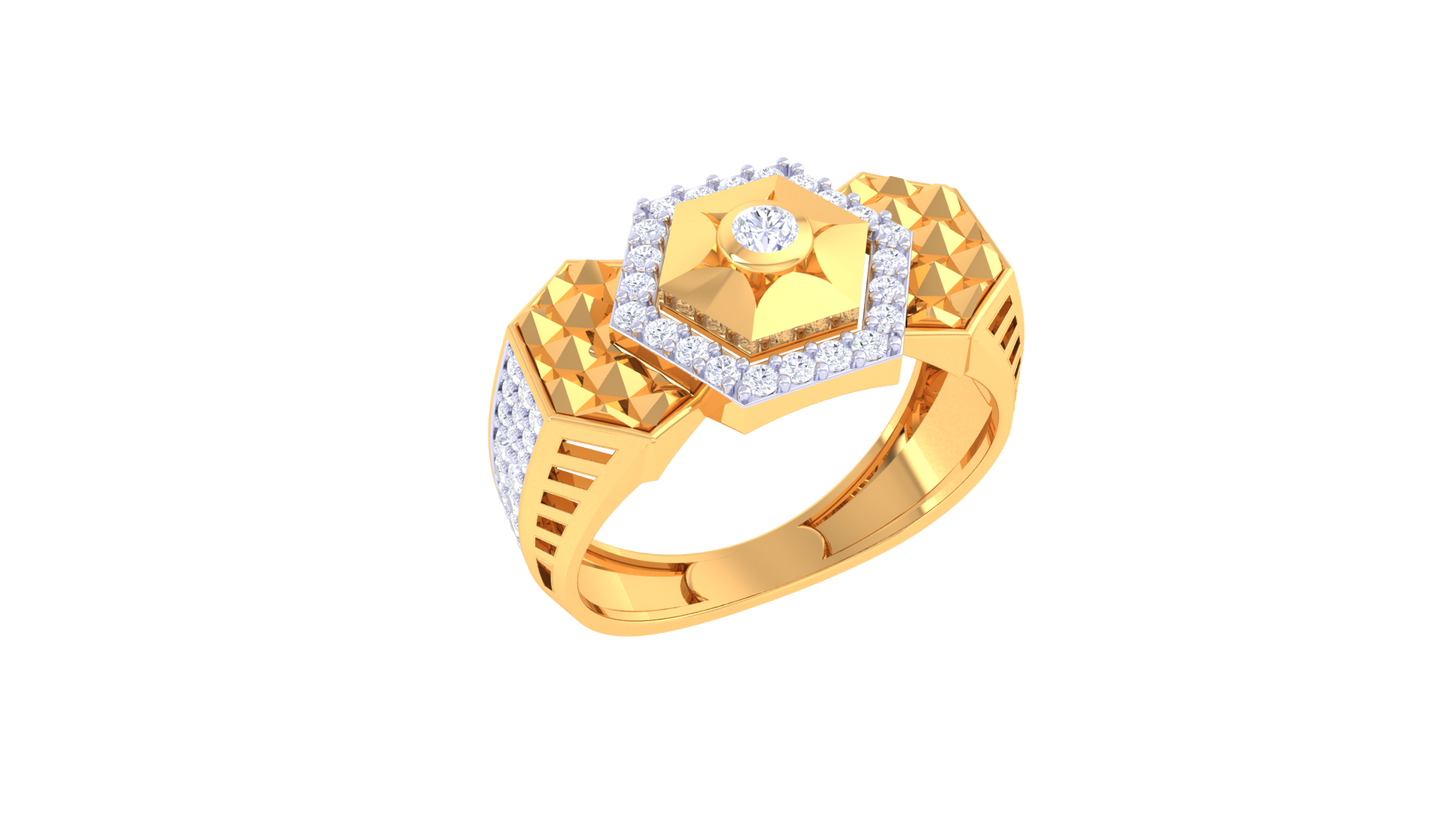 Iconique Hexa Signature – 0.5 Ct Round Diamond Gold Ring