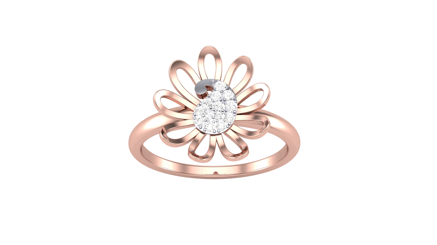 Eclat Blooming Petal Ring in Rose Gold - 0.07 Ct Round Diamond Cluster