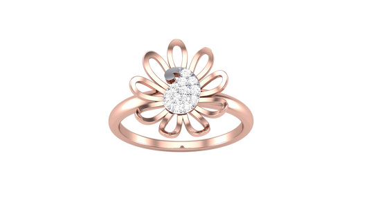 Eclat Blooming Petal Ring in Rose Gold - 0.07 Ct Round Diamond Cluster