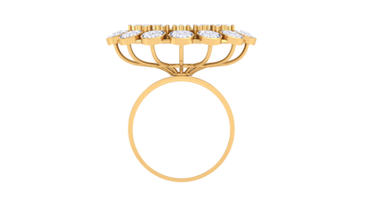 Artisan Golden Blossom Dome Ring – 1.10 Ct Sparkling Diamonds