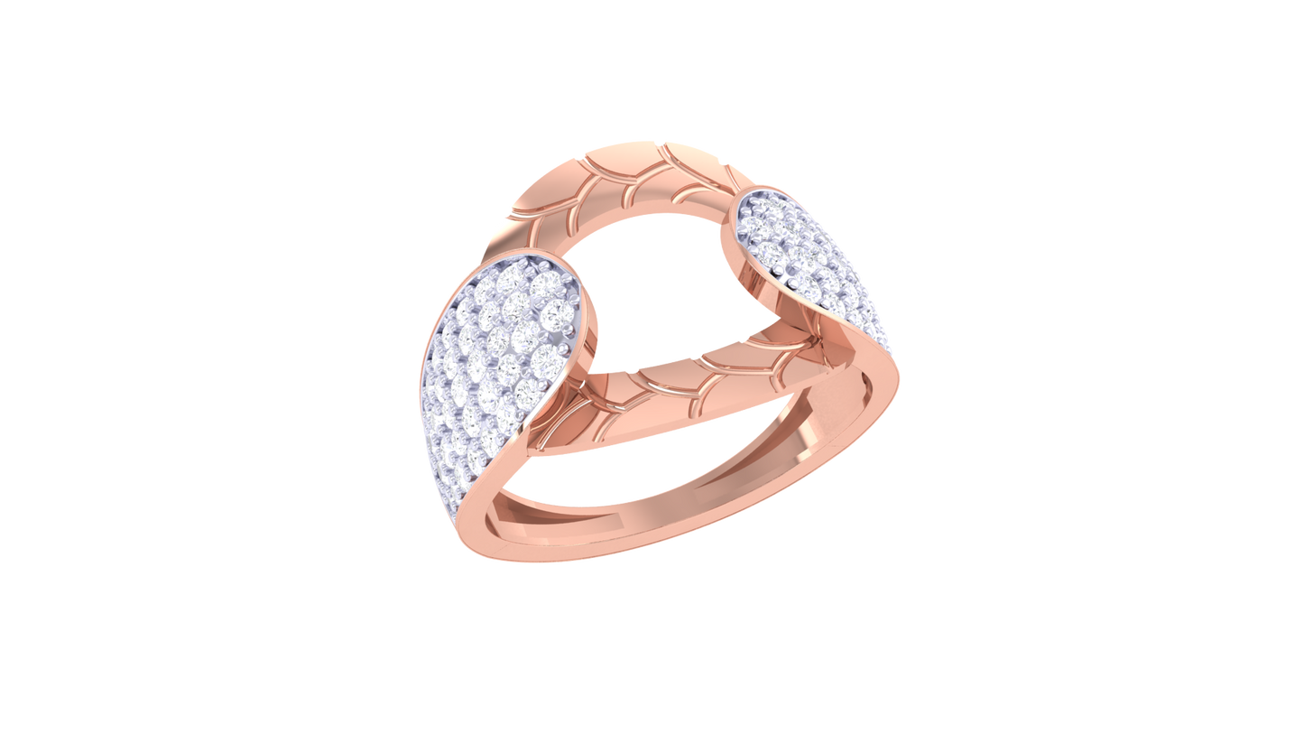 Lumiere Twin Leaf Rose Gold Ring With 0.66 Ct Brilliant Cut Diamonds – Open Elegance and Nature-Inspired Sparkle