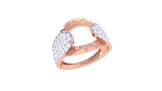 Lumiere Twin Leaf Rose Gold Ring With 0.66 Ct Brilliant Cut Diamonds – Open Elegance and Nature-Inspired Sparkle