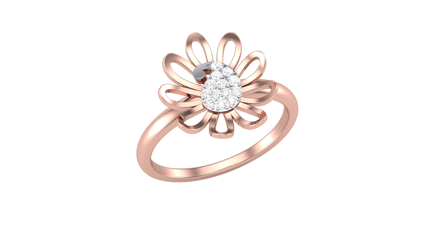 Eclat Blooming Petal Ring in Rose Gold - 0.07 Ct Round Diamond Cluster