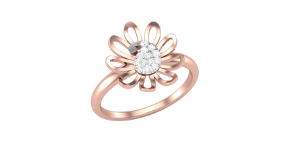 Eclat Blooming Petal Ring in Rose Gold - 0.07 Ct Round Diamond Cluster
