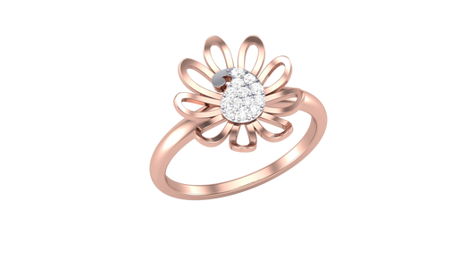 Eclat Blooming Petal Ring in Rose Gold - 0.07 Ct Round Diamond Cluster