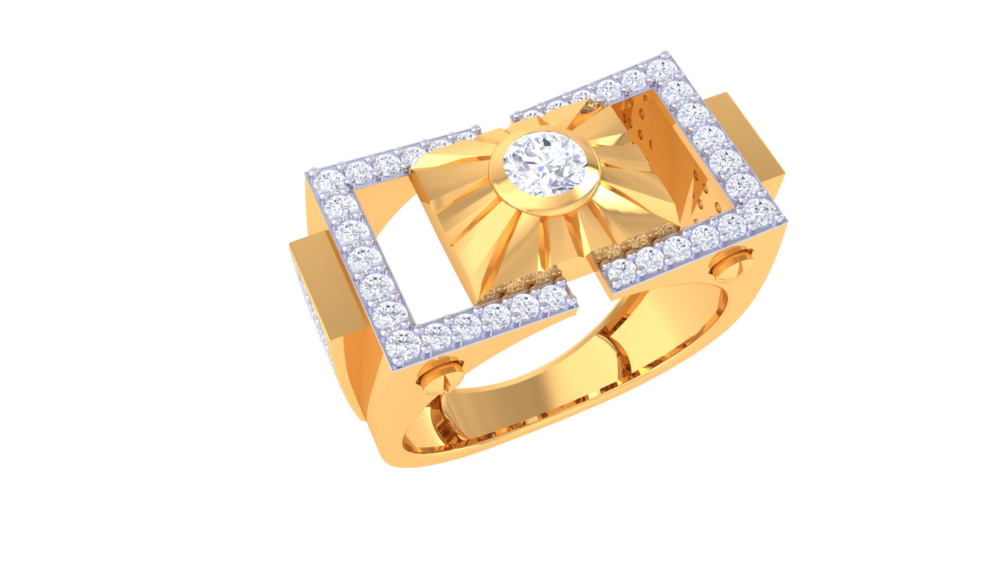 Éclat Solstice Structure – 0.86 Ct Round Diamond Gold Ring