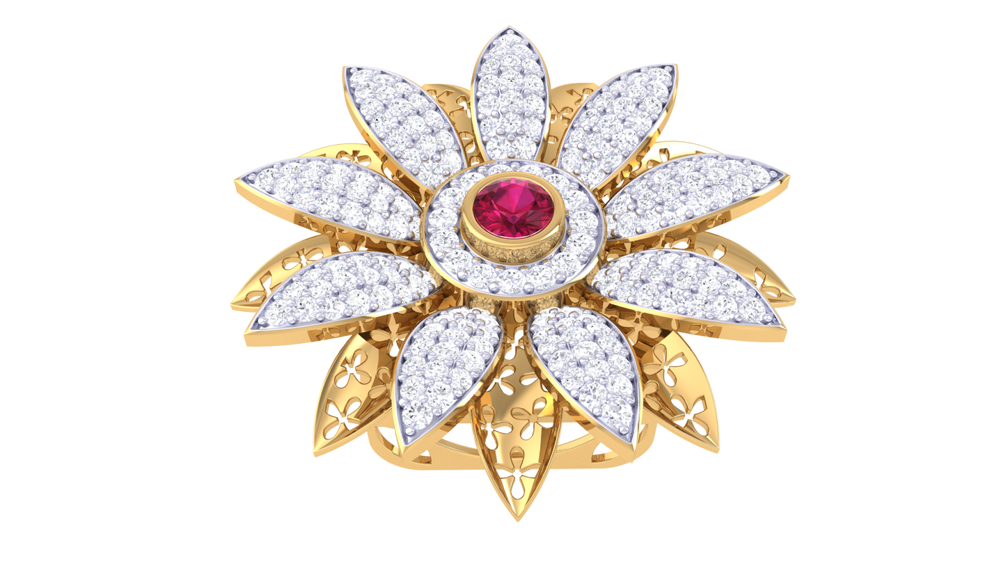 Artisan Blooming Radiance Rose Gold Ring – 0.91 Ct Brilliant Cut Diamonds