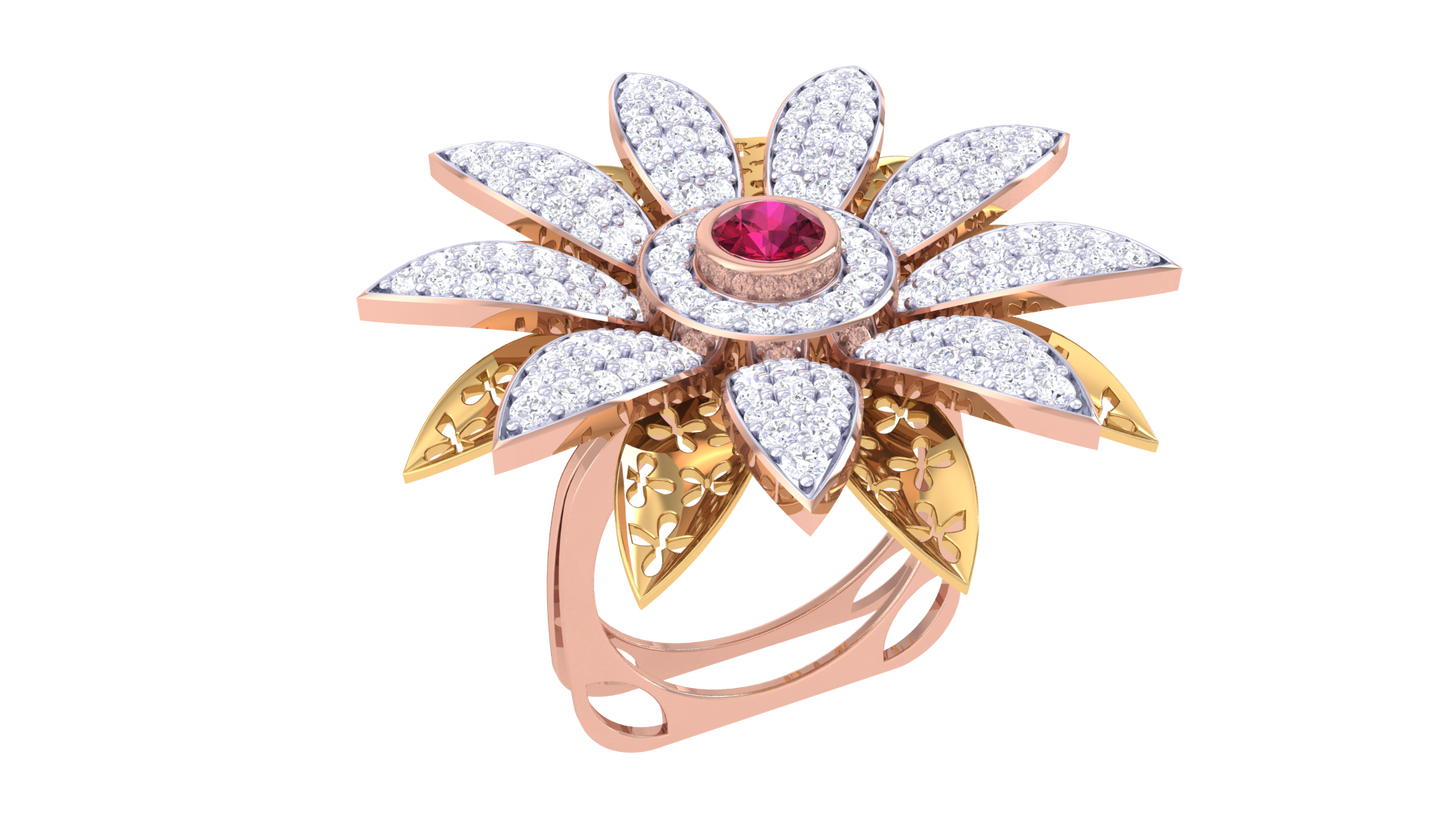 Artisan Blooming Radiance Rose Gold Ring – 0.91 Ct Brilliant Cut Diamonds