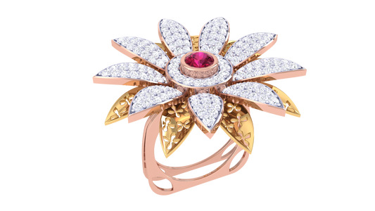 Artisan Blooming Radiance Rose Gold Ring – 0.91 Ct Brilliant Cut Diamonds