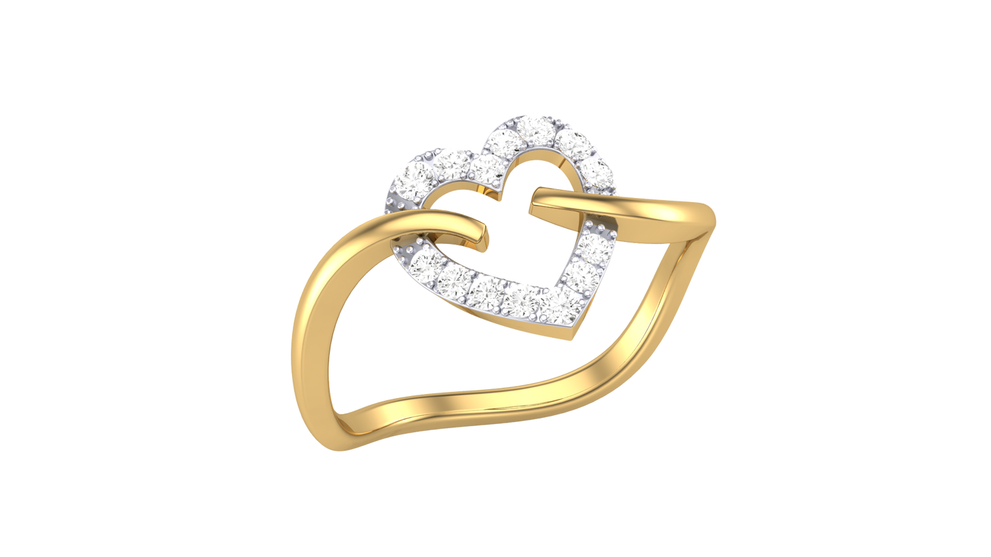Lumiere Heart flow Ring In Gold - 0.14 Ct Round Diamonds