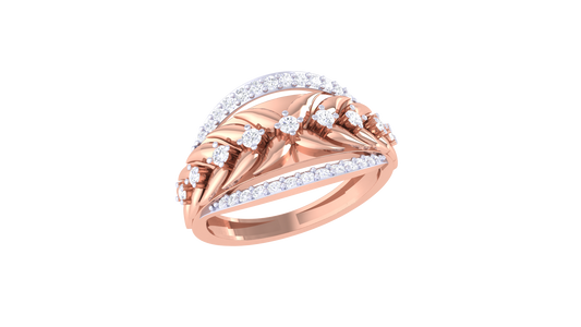 Artisan Split Shank Ring In Rose Gold -  0.29 Ct Brilliant Cut Diamonds Twilight Embrace