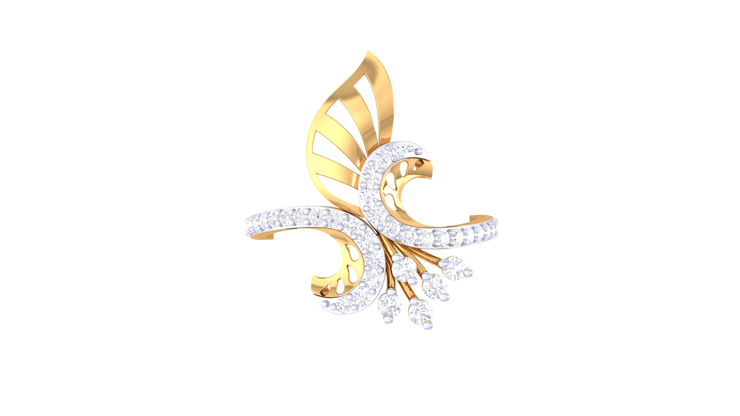 Lumiere Feather Ring In Rose Gold With 0.34 Ct Diamonds - Celestial Plume