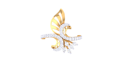 Lumiere Feather Ring In Rose Gold With 0.34 Ct Diamonds - Celestial Plume