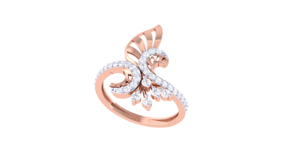 Lumiere Feather Ring In Rose Gold With 0.34 Ct Diamonds - Celestial Plume