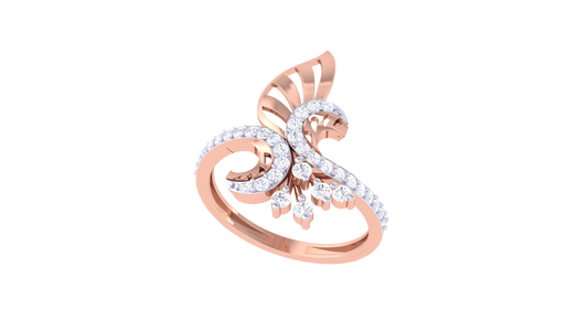 Lumiere Feather Ring In Rose Gold With 0.34 Ct Diamonds - Celestial Plume