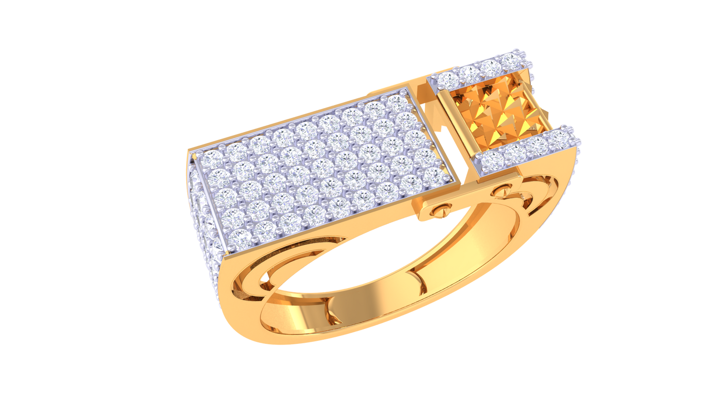 Éclat Axis Moderne – 0.84 Ct Round Diamond Gold Ring