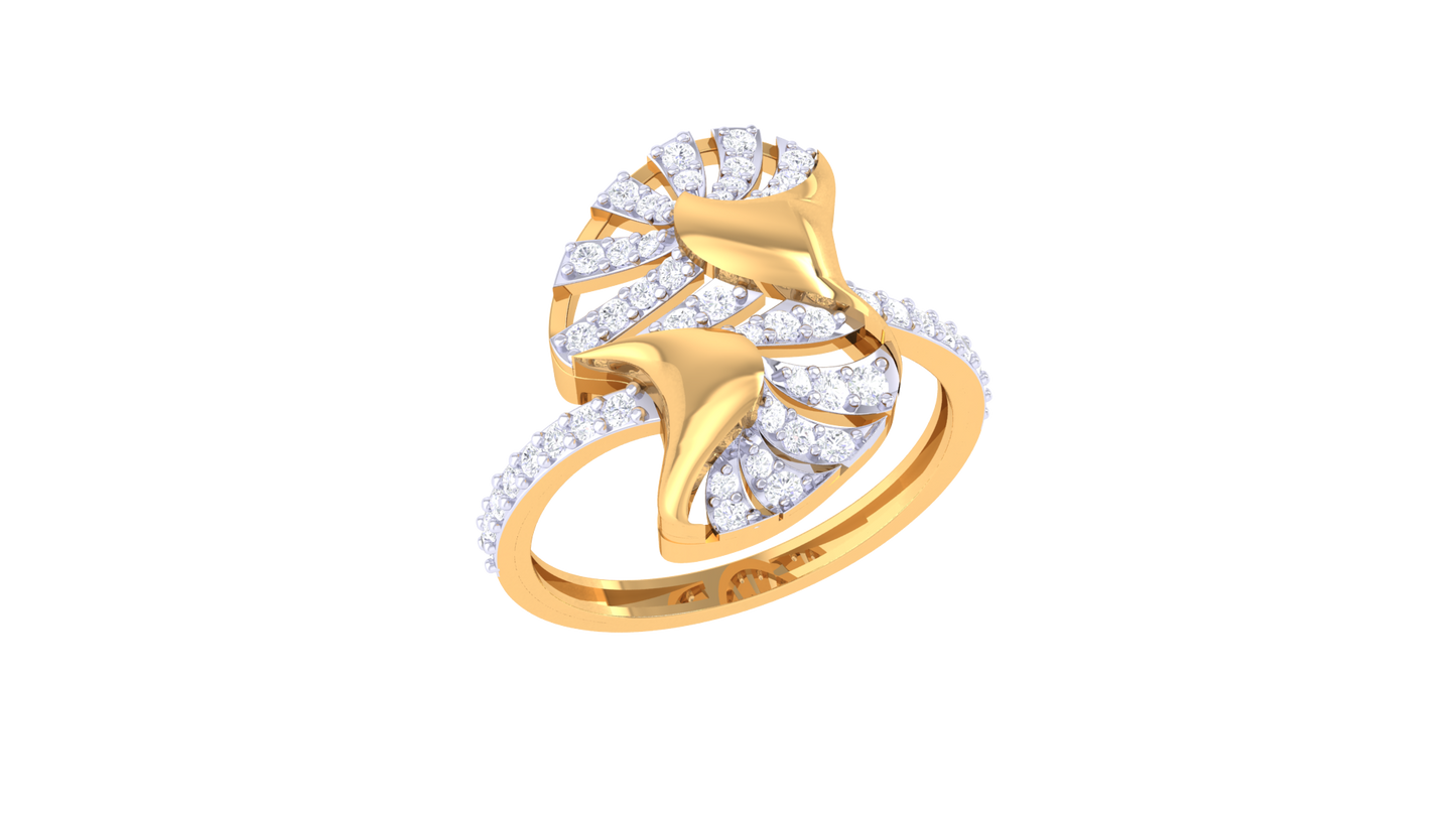 Lumiere Whispering Leaves Yellow Gold Ring – 0.37 Ct Brilliant Cut diamonds