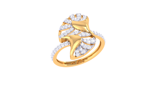 Lumiere Whispering Leaves Yellow Gold Ring – 0.37 Ct Brilliant Cut diamonds