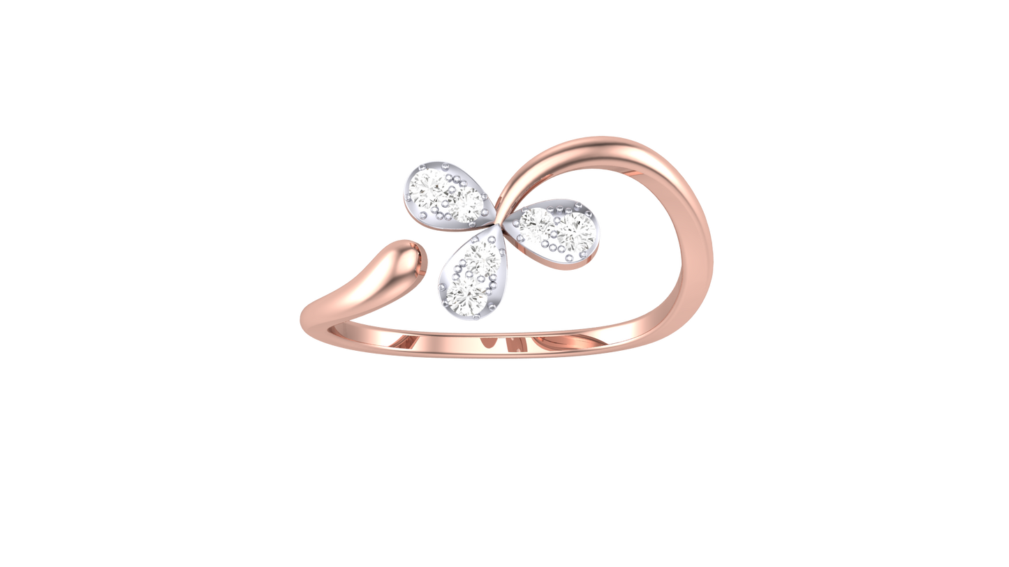 Eclat Vintage Petal Ring In Rose Gold - 0.11 Ct Round Diamonds