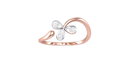 Eclat Vintage Petal Ring In Rose Gold - 0.11 Ct Round Diamonds