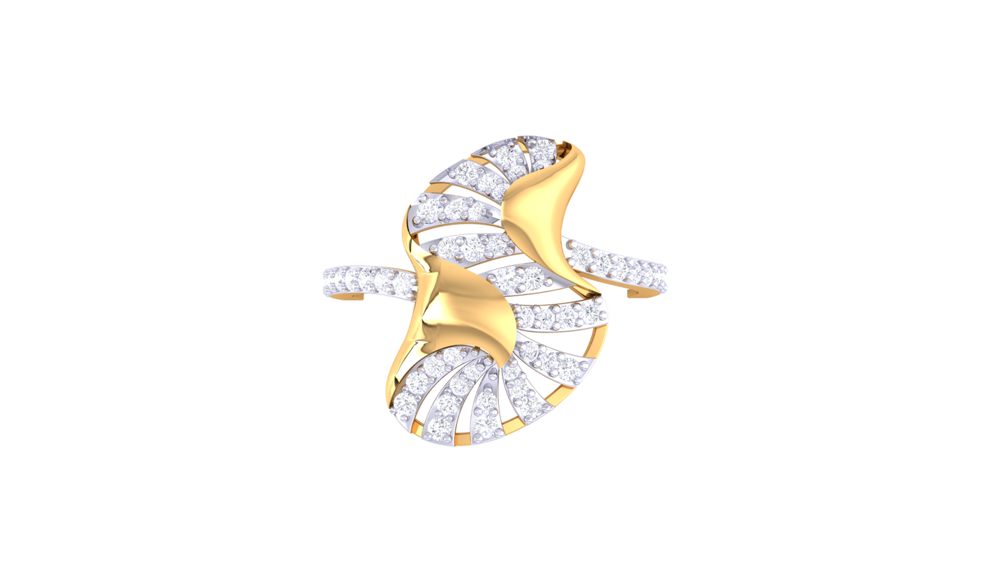 Lumiere Whispering Leaves Yellow Gold Ring – 0.37 Ct Brilliant Cut diamonds
