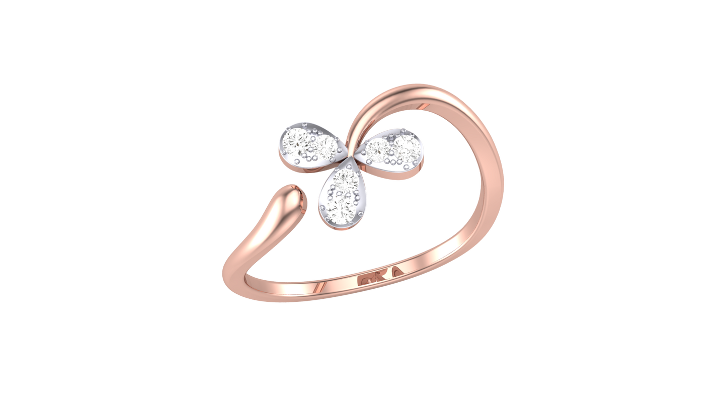 Eclat Vintage Petal Ring In Rose Gold - 0.11 Ct Round Diamonds